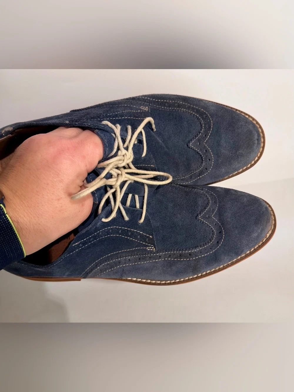 FLORSHEIM Mens Size 11 M Navy Blue Suede Wingtip Oxford Dress Shoes Lace Up